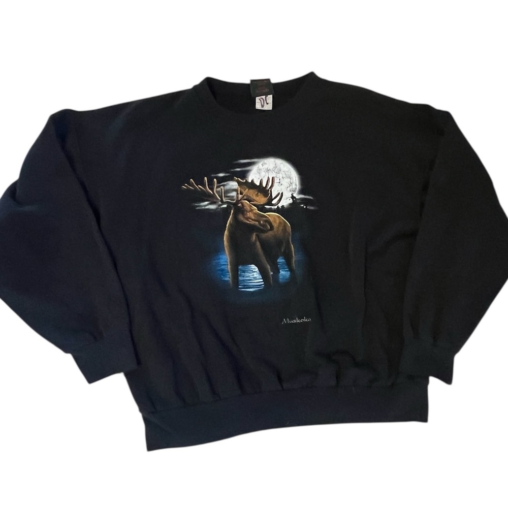Vintage Moose Moon Muskoka crewneck sweatshirt Thunderbird Made in Canada small